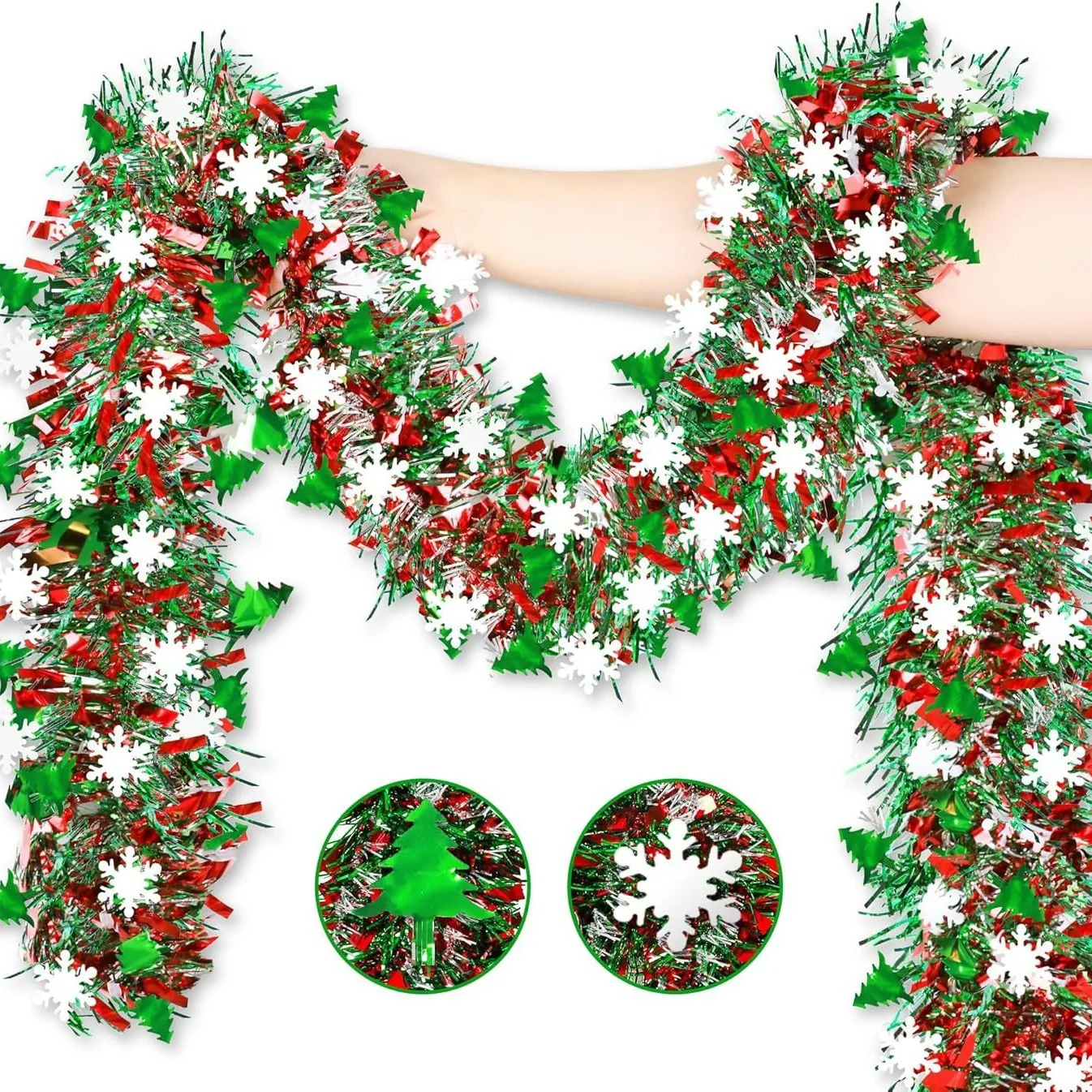 Tinsel Garland Decoration - 2M Noel Kar Tanesi Simli Çelenk